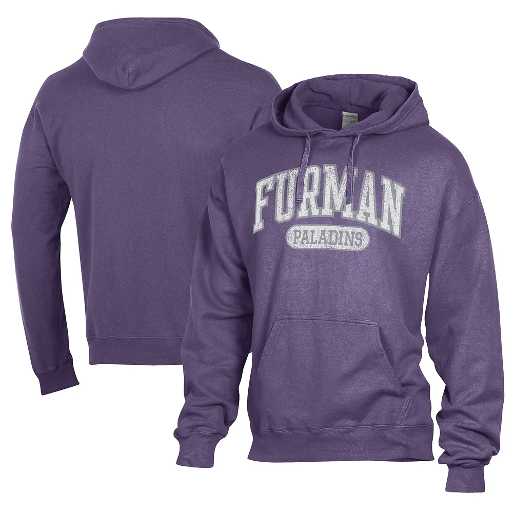 Men's Comfort Wash Purple Furman Paladins Lightweight Fleece Pullover Hoodie