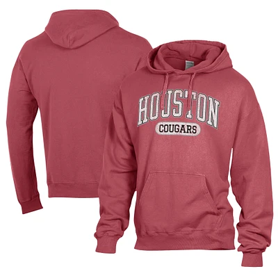 Men's Comfort Wash Red Houston Cougars Lightweight Fleece Pullover Hoodie