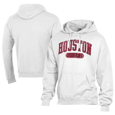 Men's Comfort Wash White Houston Cougars Lightweight Fleece Pullover Hoodie