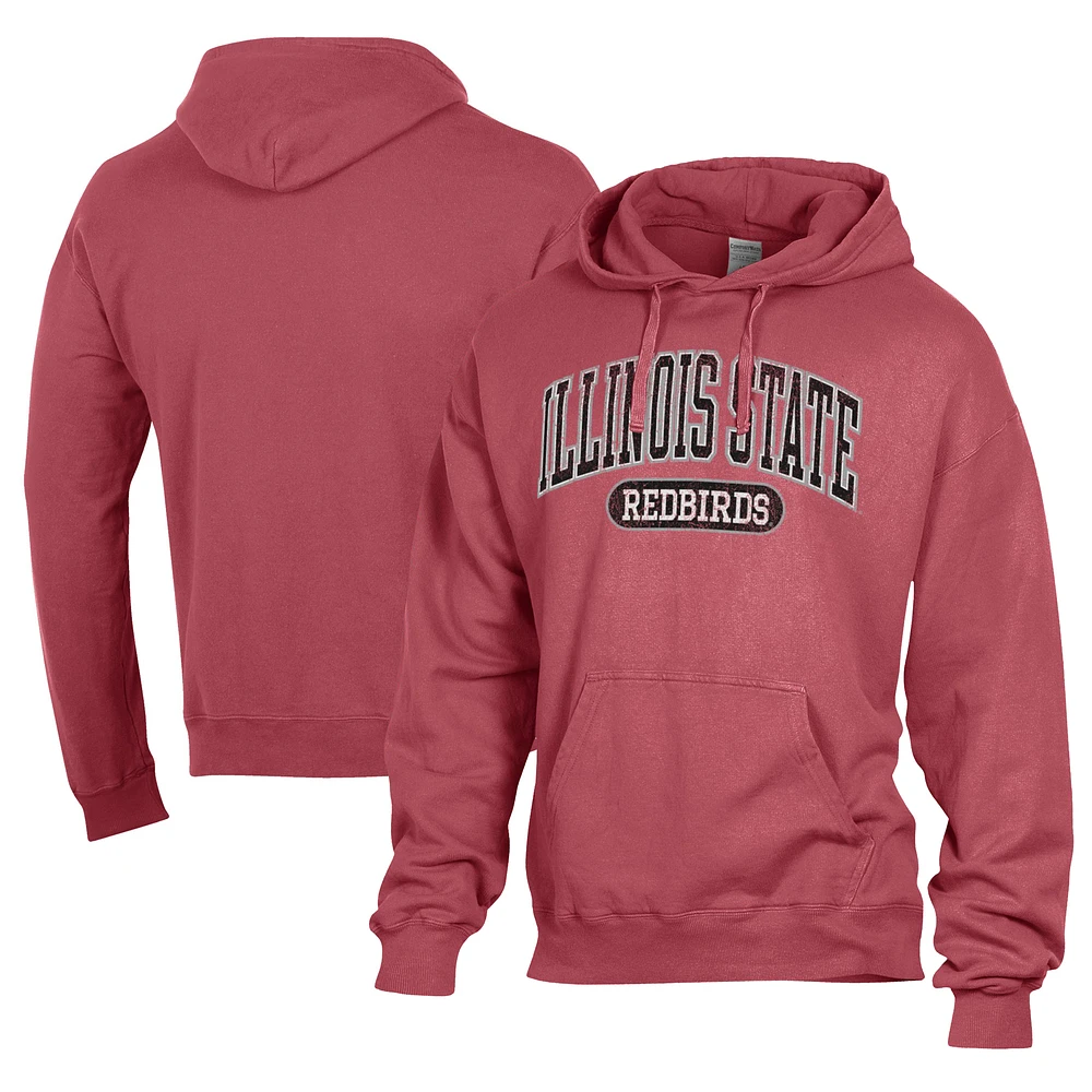 Men's Comfort Wash Red Illinois State Redbirds Lightweight Fleece Pullover Hoodie