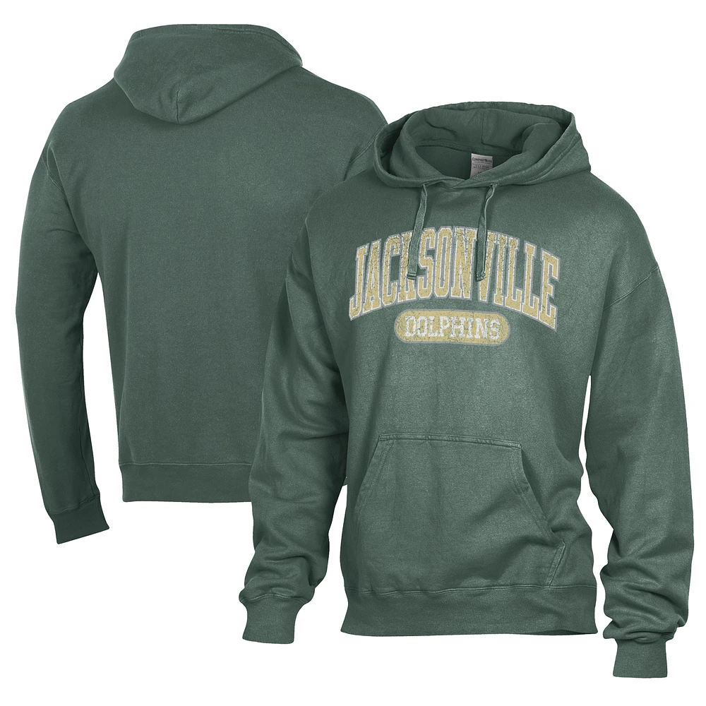 Men's Comfort Wash Green JU Dolphins Lightweight Fleece Pullover Hoodie