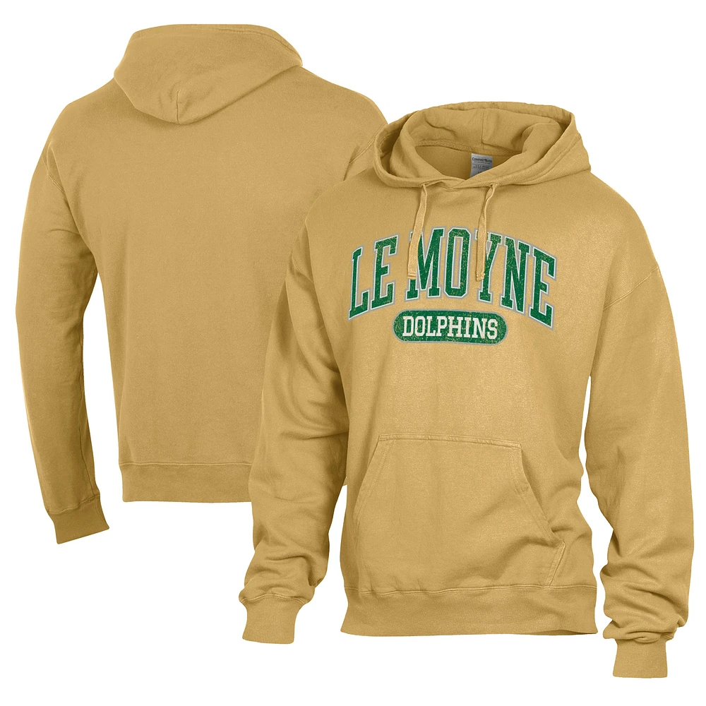 Men's Comfort Wash Gold Le Moyne Dolphins Lightweight Fleece Pullover Hoodie