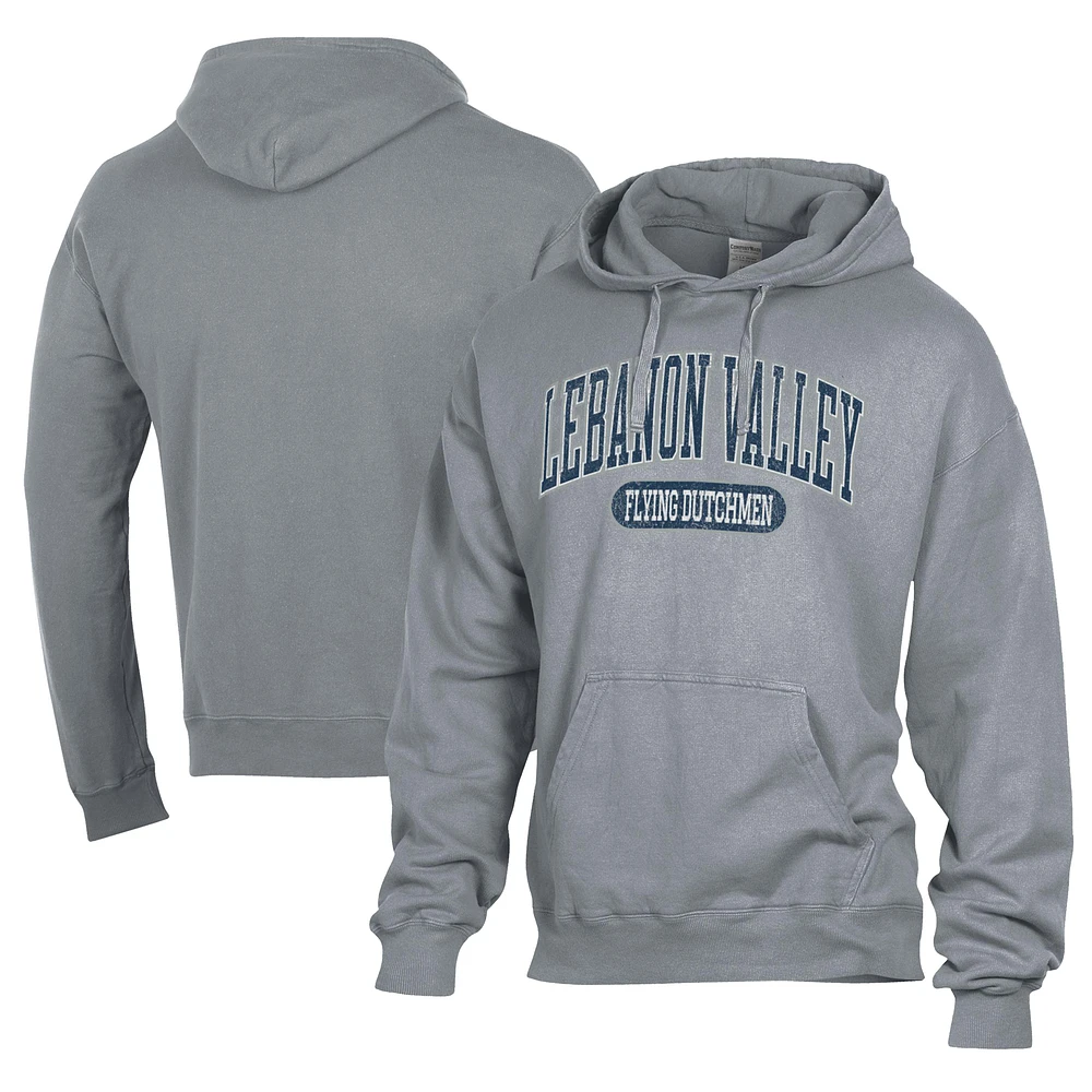 Men's Comfort Wash Gray Lebanon Valley College Lightweight Fleece Pullover Hoodie