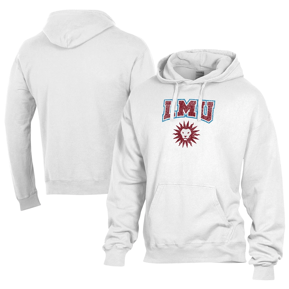 Men's Comfort Wash White Loyola Marymount Lions Lightweight Fleece Pullover Hoodie