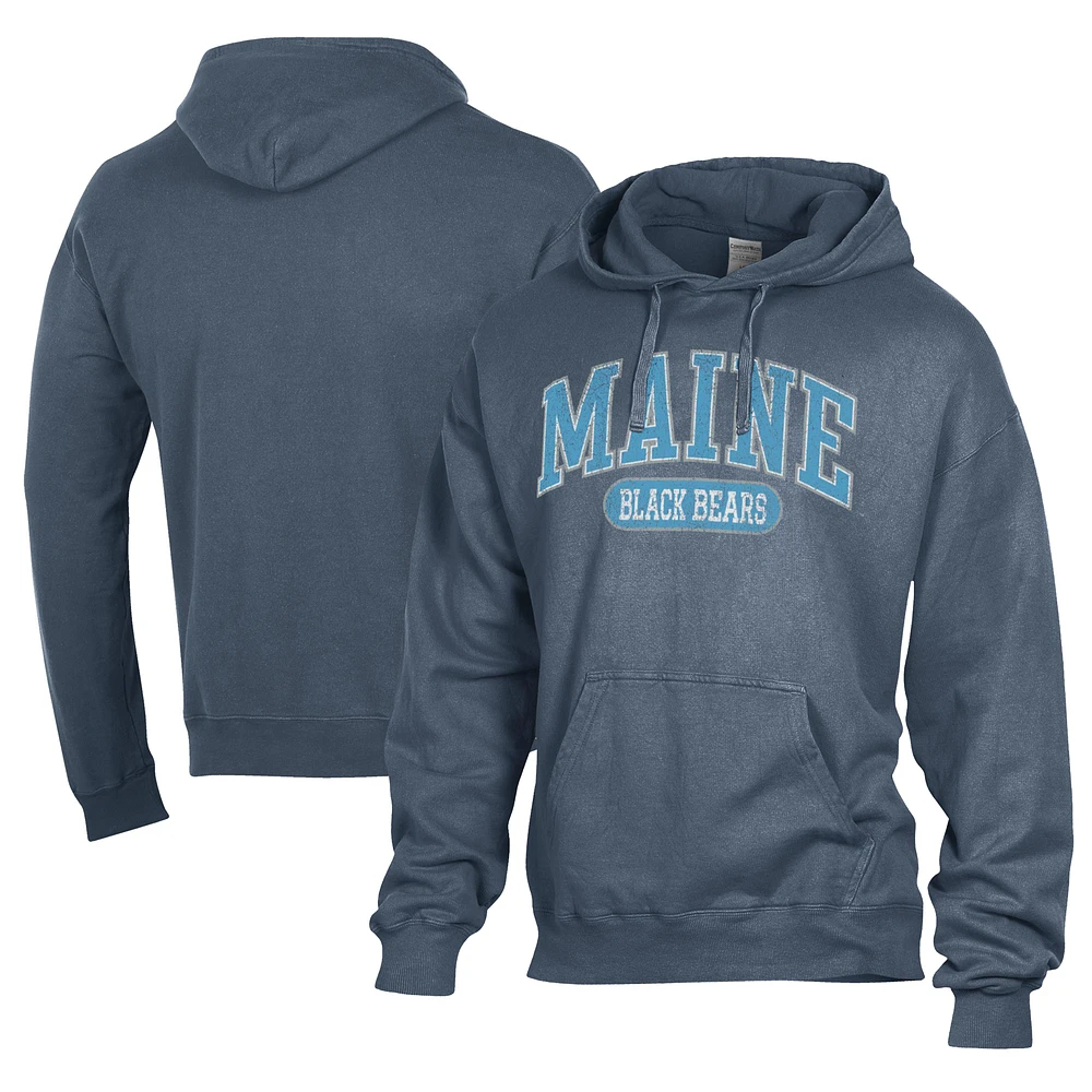 Men's Comfort Wash Navy Maine Black Bears Lightweight Fleece Pullover Hoodie