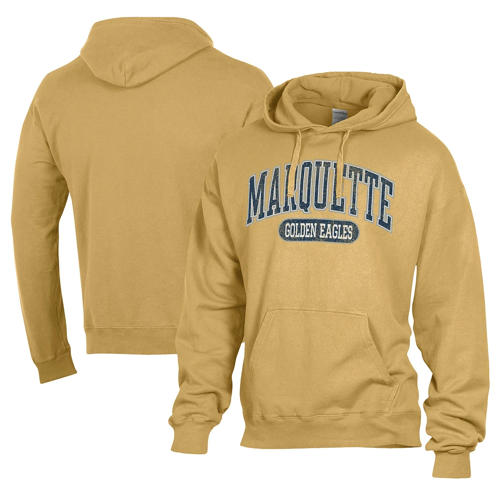Men's Comfort Wash Gold Marquette Golden Eagles Lightweight Fleece Pullover Hoodie