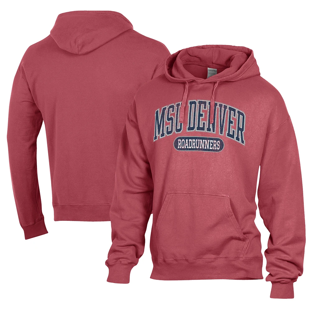 Men's Comfort Wash Red MSU Denver Roadrunners Lightweight Fleece Pullover Hoodie