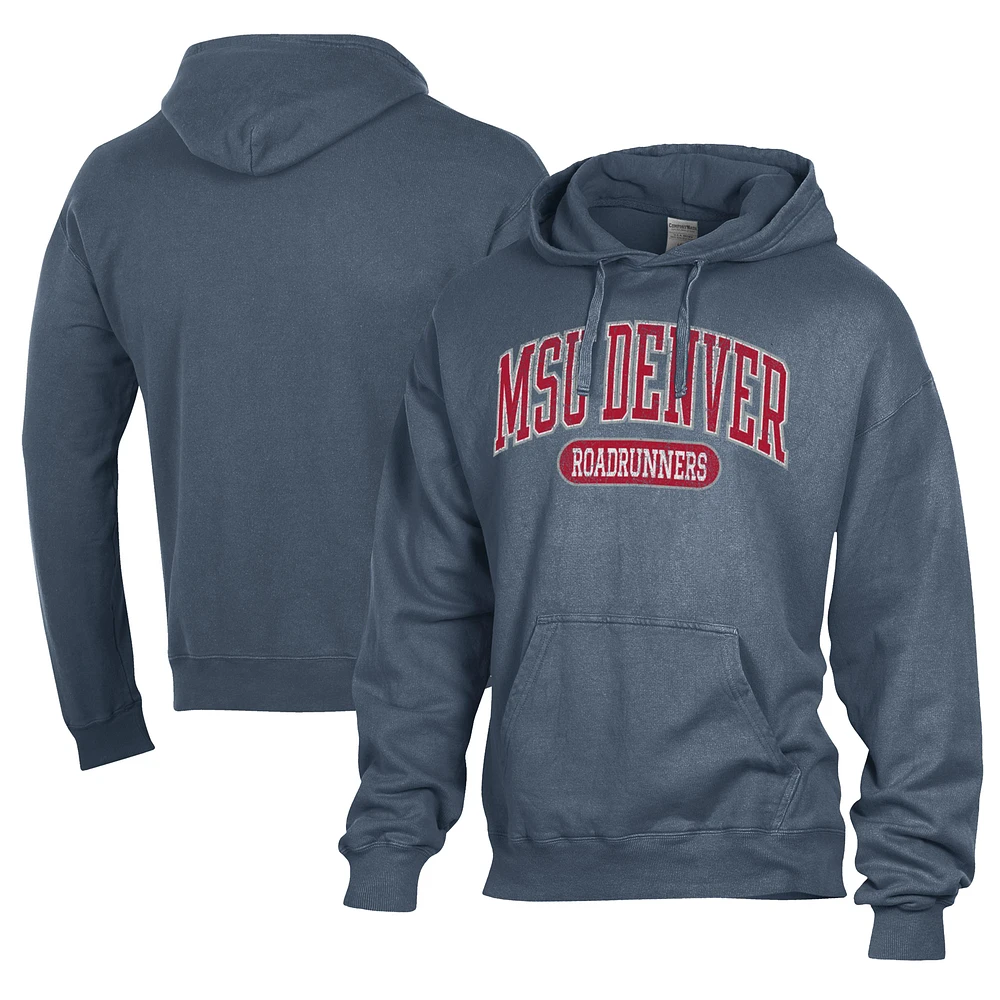 Men's Comfort Wash Navy MSU Denver Roadrunners Lightweight Fleece Pullover Hoodie
