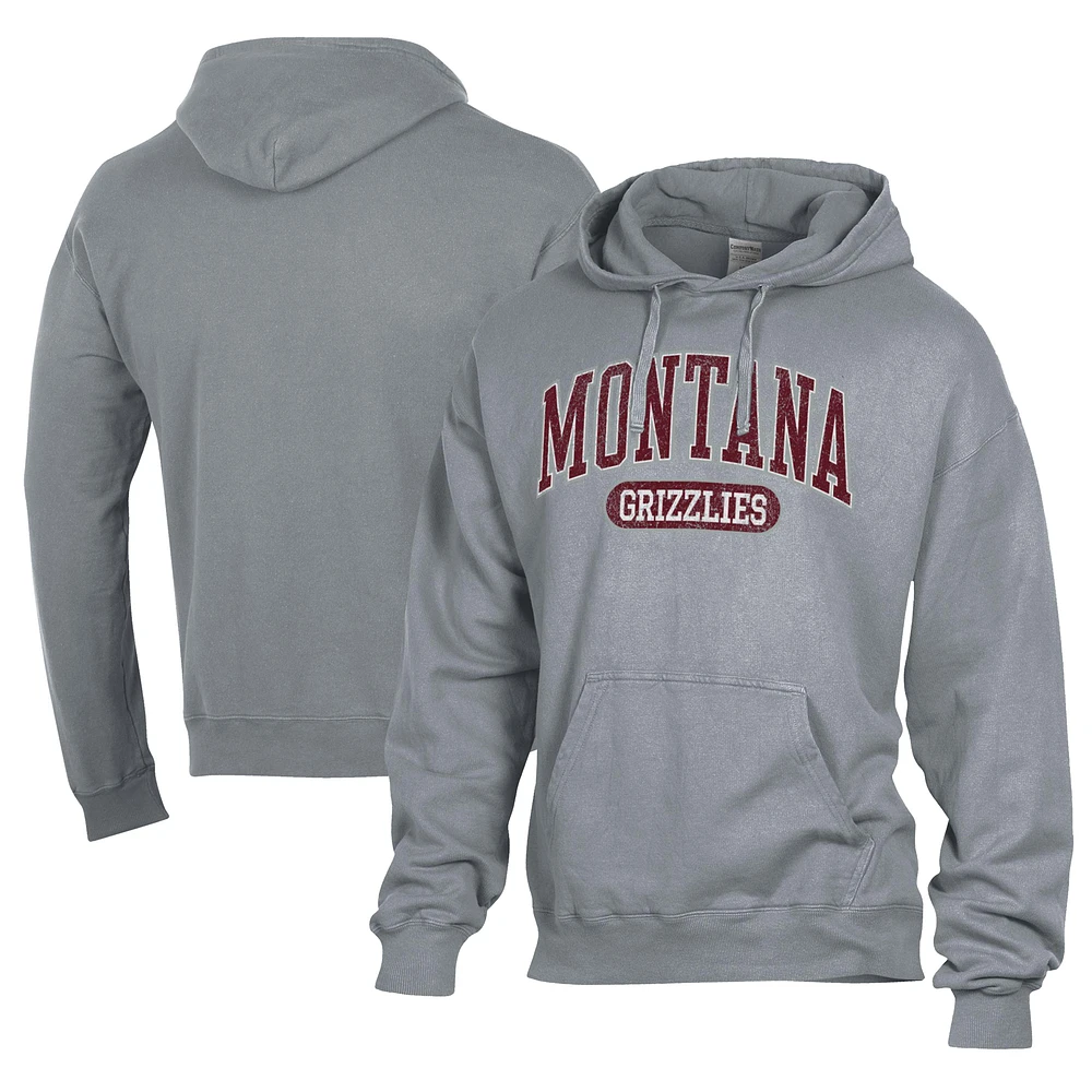 Men's Comfort Wash Gray Montana Grizzlies Lightweight Fleece Pullover Hoodie