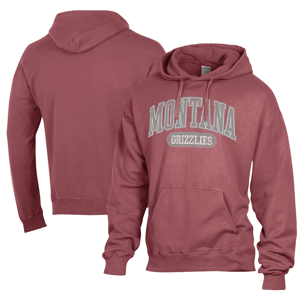 Men's Comfort Wash Maroon Montana Grizzlies Lightweight Fleece Pullover Hoodie