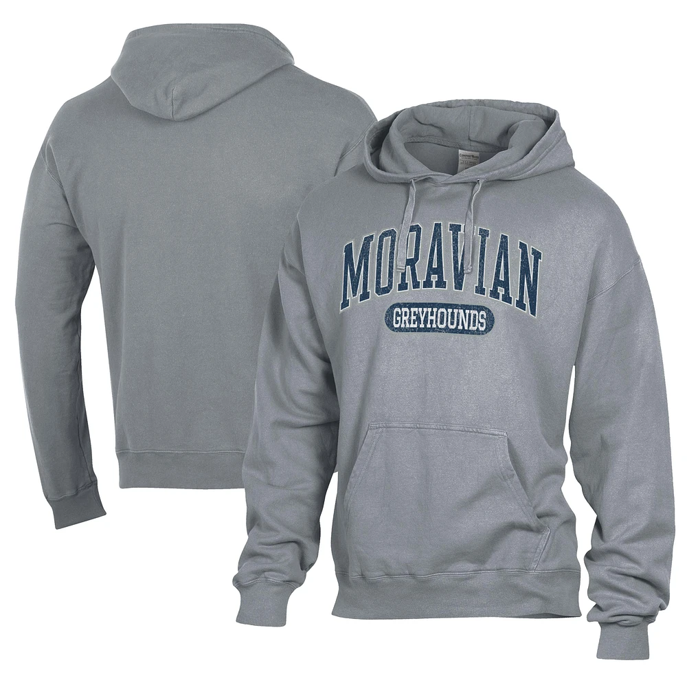Men's Comfort Wash Gray Moravian Greyhounds Lightweight Fleece Pullover Hoodie