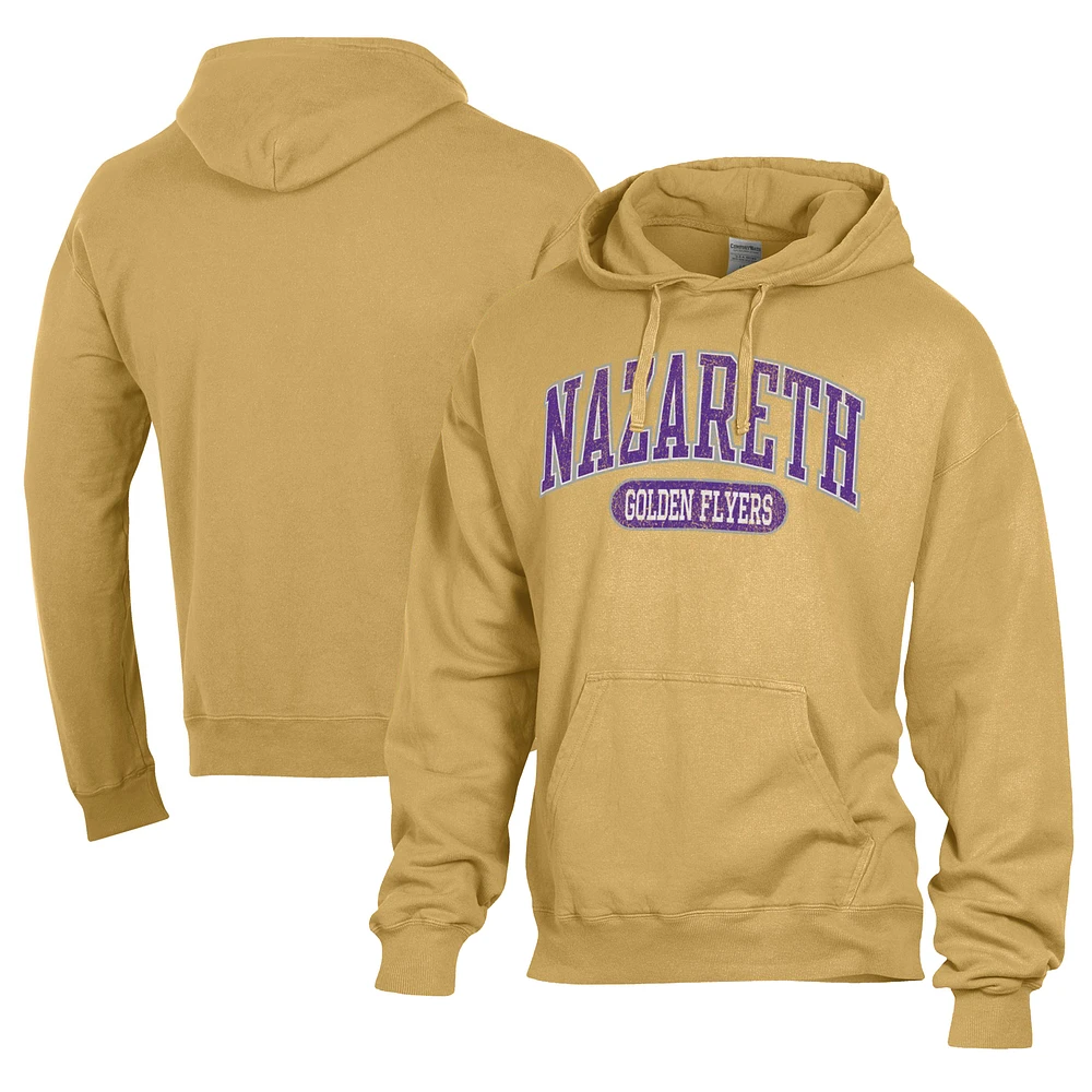 Men's Comfort Wash Gold Nazareth University Golden Flyers Lightweight Fleece Pullover Hoodie