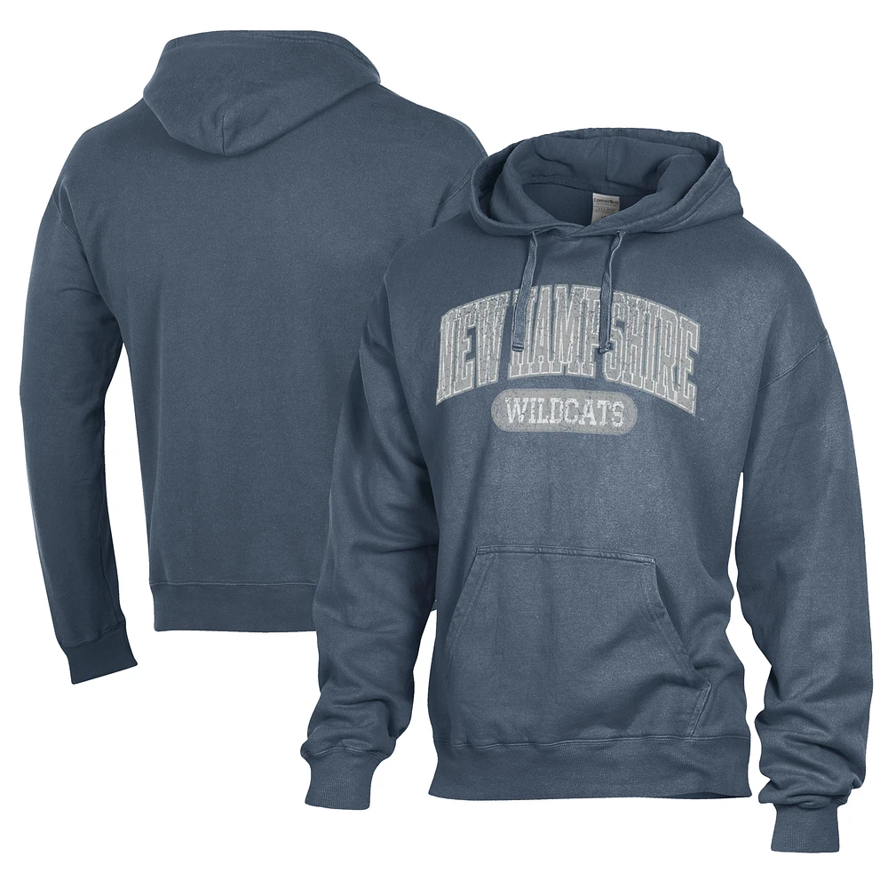 Men's Comfort Wash Navy New Hampshire Wildcats Lightweight Fleece Pullover Hoodie