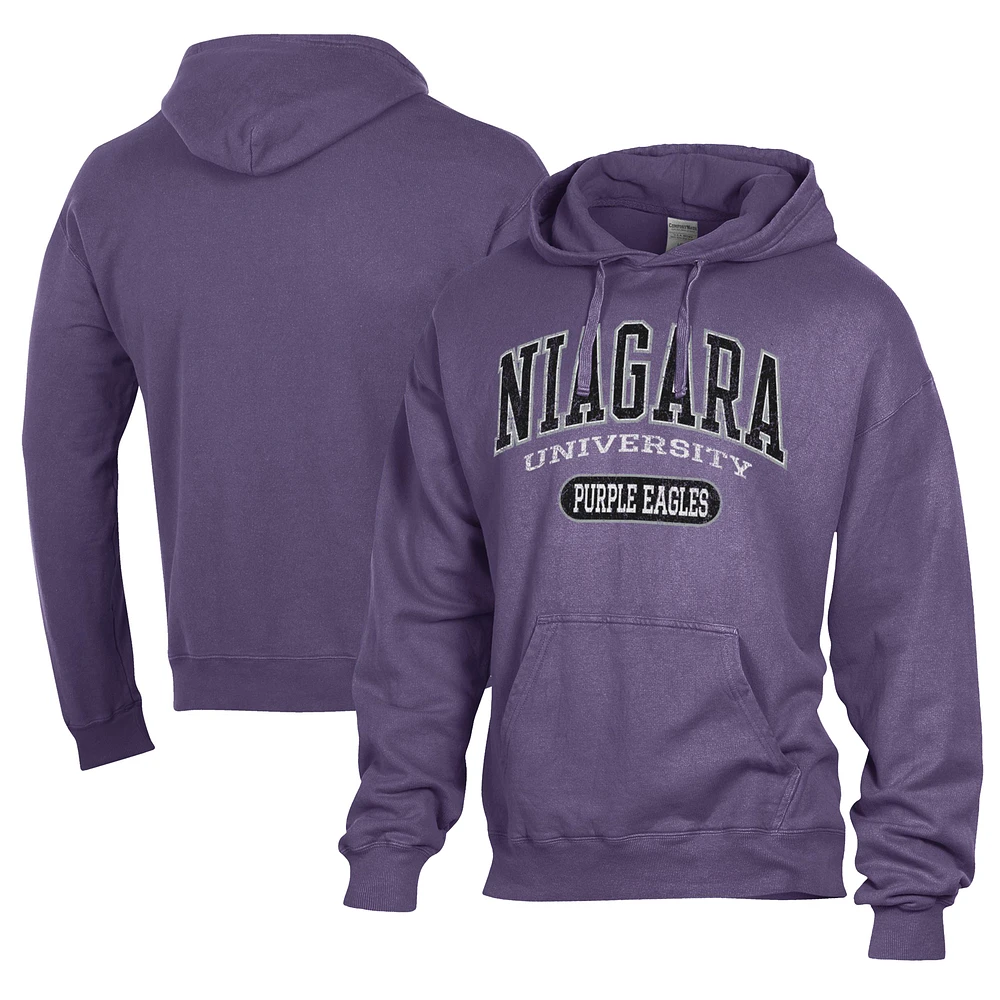 Men's Comfort Wash Purple Niagara Eagles Lightweight Fleece Pullover Hoodie
