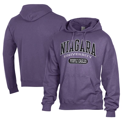 Men's Comfort Wash  Purple Niagara Eagles Lightweight Fleece Pullover Hoodie