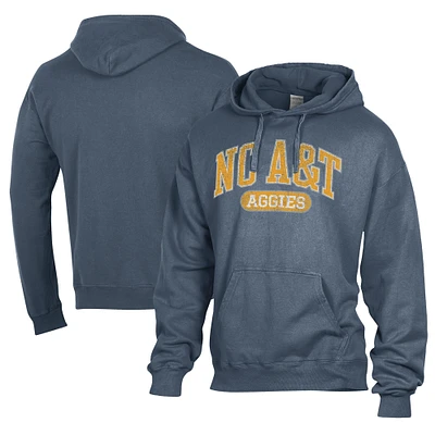 Men's Comfort Wash Navy North Carolina A&T Aggies Lightweight Fleece Pullover Hoodie