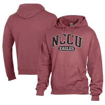 Men's Comfort Wash  Maroon North Carolina Central Eagles Lightweight Fleece Pullover Hoodie