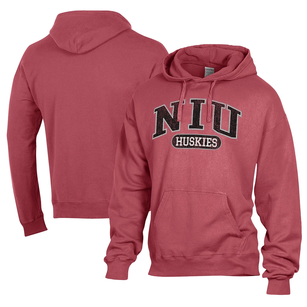 Men's Comfort Wash Cardinal Northern Illinois Huskies Lightweight Fleece Pullover Hoodie