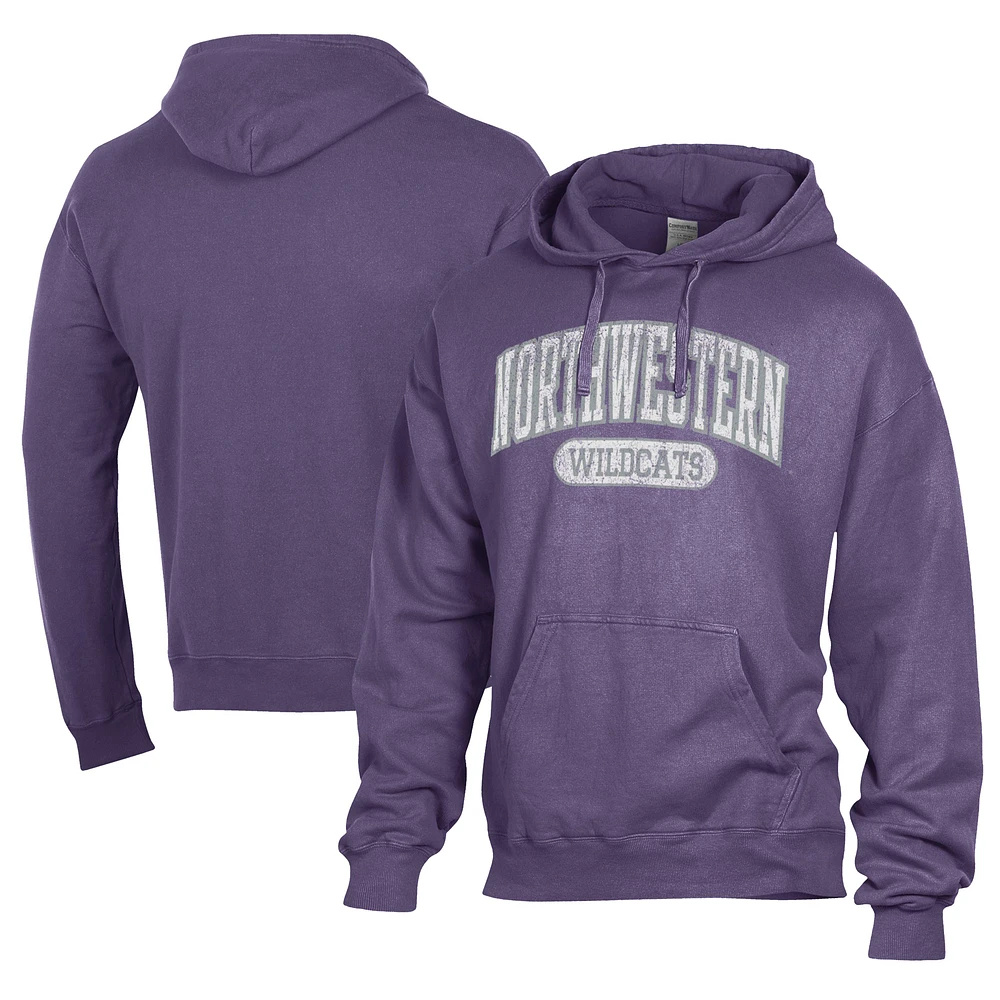 Men's Comfort Wash Purple Northwestern Wildcats Lightweight Fleece Pullover Hoodie