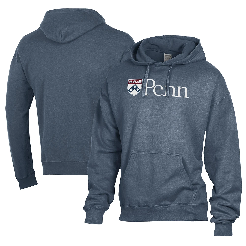 Men's Comfort Wash Navy Pennsylvania Quakers Lightweight Fleece Pullover Hoodie
