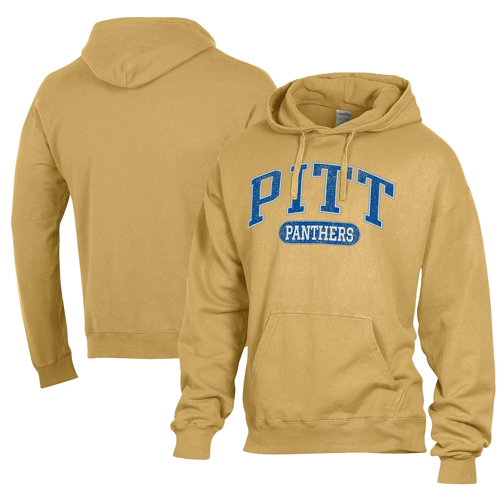 Men's Comfort Wash Gold Pitt Panthers Lightweight Fleece Pullover Hoodie