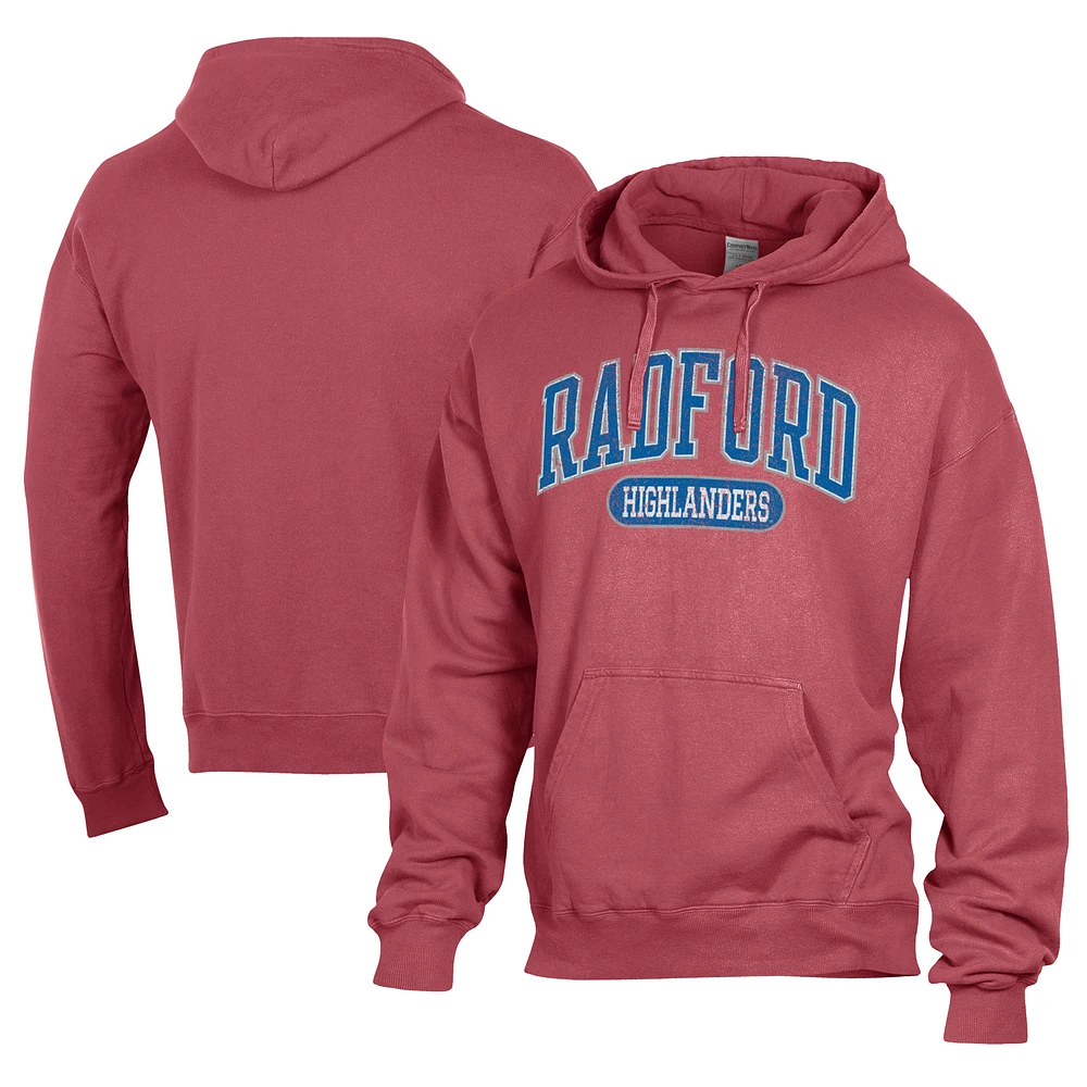 Men's Comfort Wash Red Radford Highlanders Lightweight Fleece Pullover Hoodie