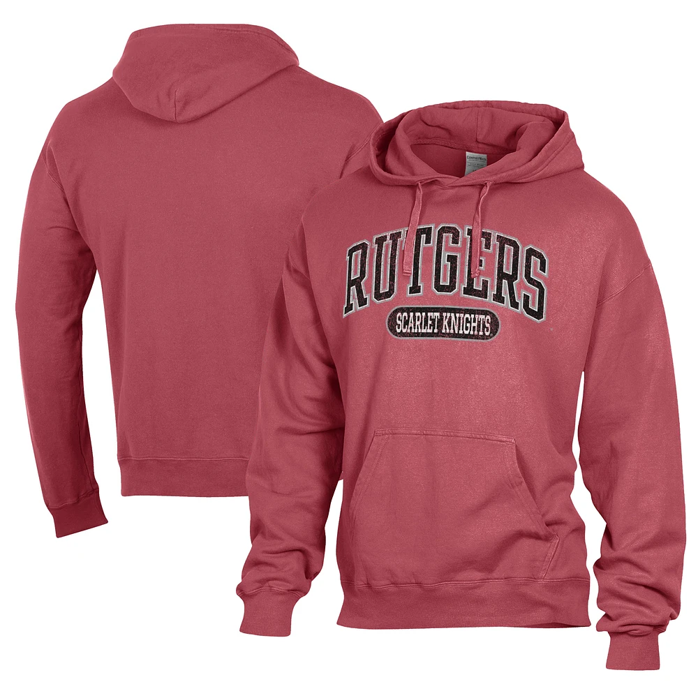 Men's Comfort Wash Scarlet Rutgers Knights Lightweight Fleece Pullover Hoodie
