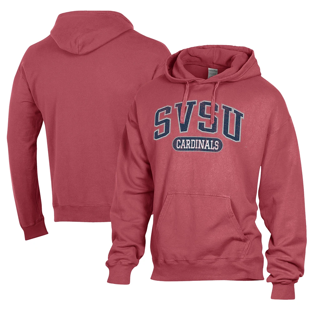 Men's Comfort Wash Red Saginaw Valley State Cardinals Lightweight Fleece Pullover Hoodie
