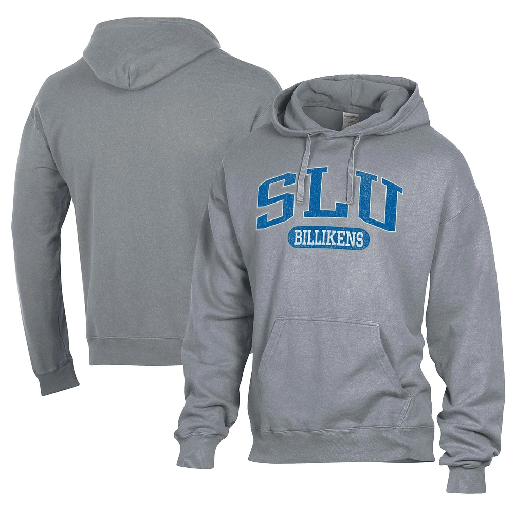 Men's Comfort Wash Gray Saint Louis Billikens Lightweight Fleece Pullover Hoodie