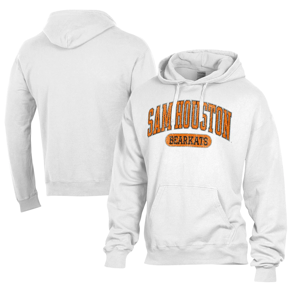 Men's Comfort Wash White Sam Houston State Bearkats Lightweight Fleece Pullover Hoodie