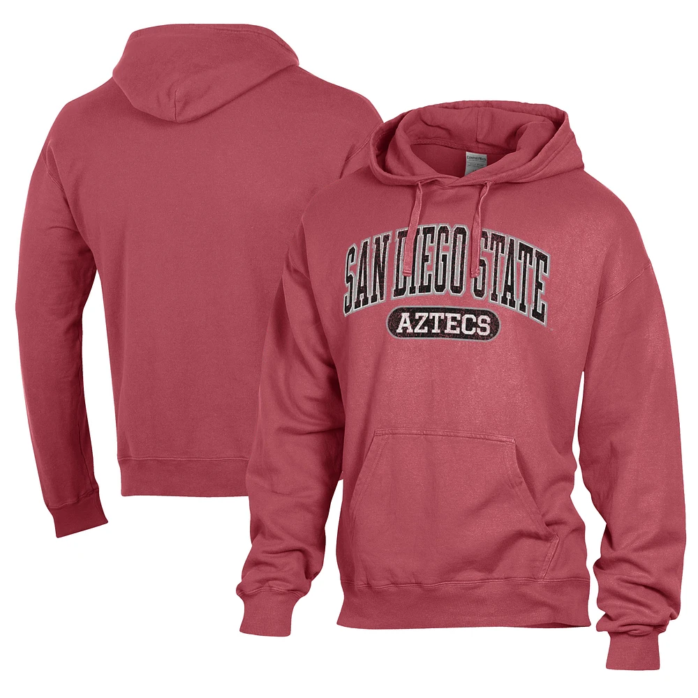 Men's Comfort Wash Cardinal San Diego State Aztecs Lightweight Fleece Pullover Hoodie