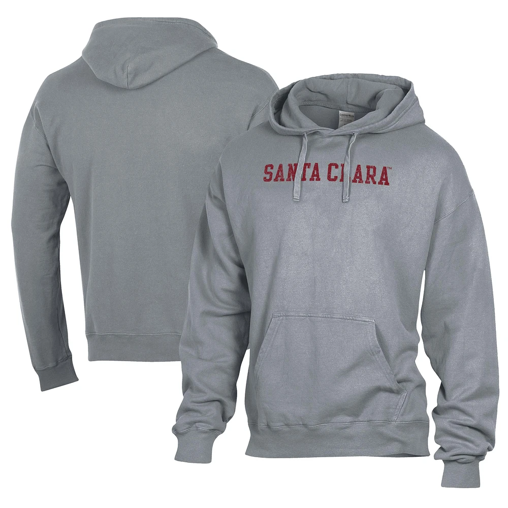 Men's Comfort Wash Gray Santa Clara Broncos Lightweight Fleece Pullover Hoodie