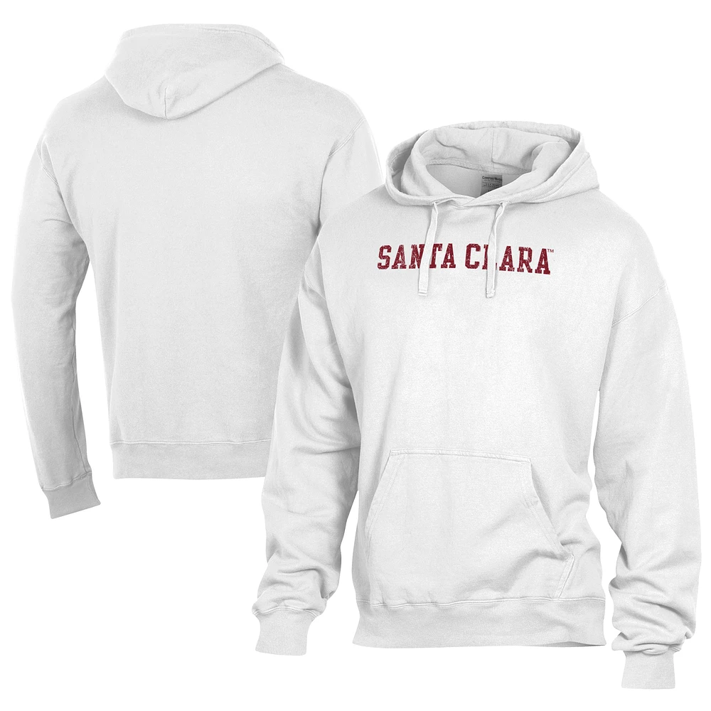 Men's Comfort Wash White Santa Clara Broncos Lightweight Fleece Pullover Hoodie