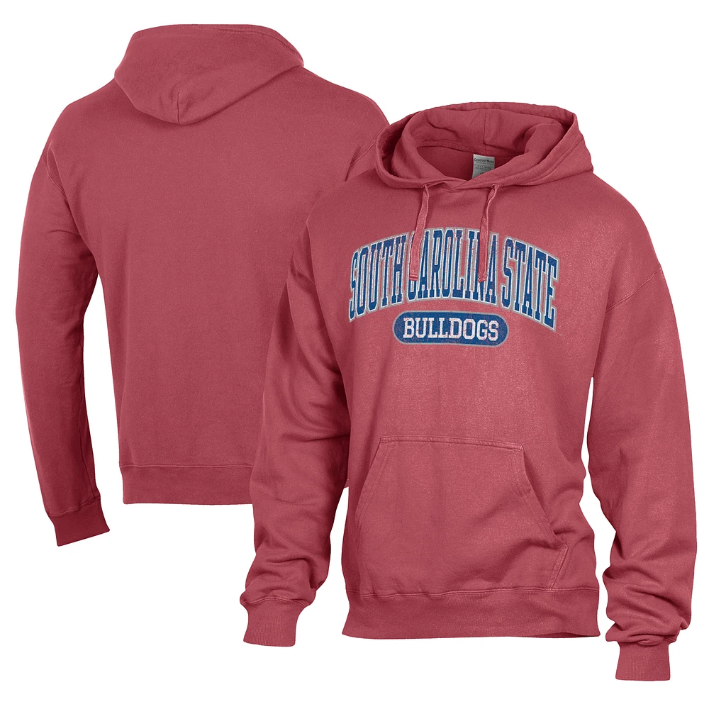 Men's Comfort Wash Garnet South Carolina State Bulldogs Lightweight Fleece Pullover Hoodie
