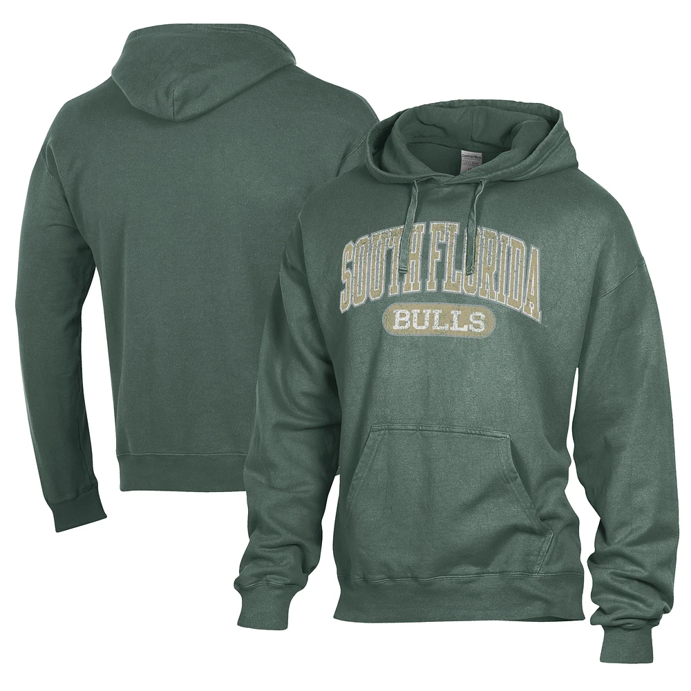 Men's Comfort Wash Green South Florida Bulls Lightweight Fleece Pullover Hoodie