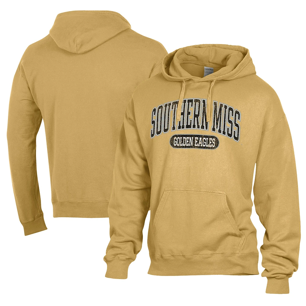 Men's Comfort Wash Gold Southern Miss Golden Eagles Lightweight Fleece Pullover Hoodie