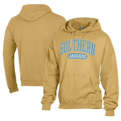 Men's Comfort Wash Gold Southern University Jaguars Lightweight Fleece Pullover Hoodie