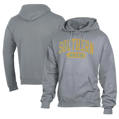 Men's Comfort Wash Gray Southern University Jaguars Lightweight Fleece Pullover Hoodie