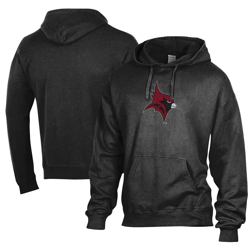 Men's Comfort Wash Black St. John Fisher Cardinals Lightweight Fleece Pullover Hoodie