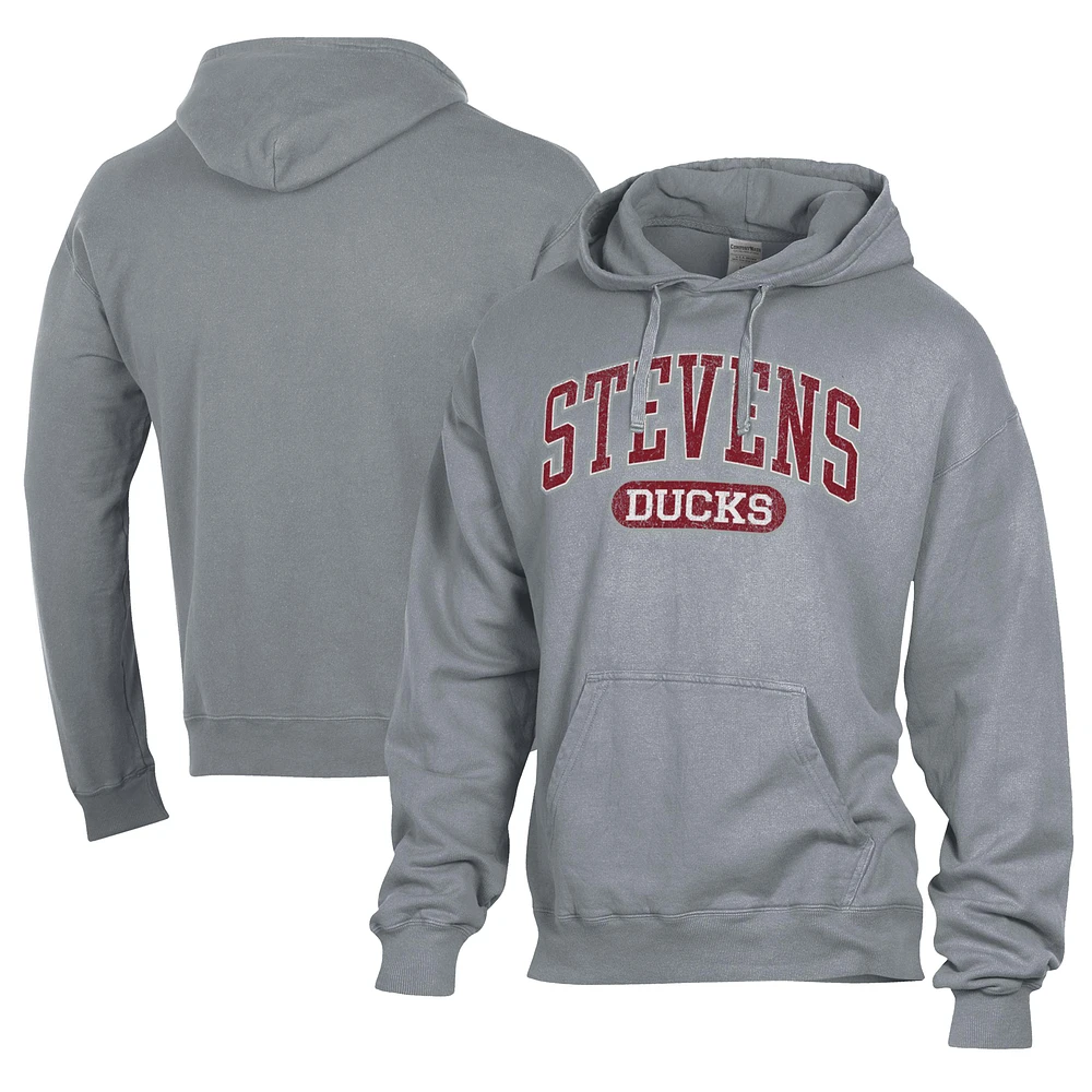 Men's Comfort Wash Gray Stevens Institute of Technology Ducks Lightweight Fleece Pullover Hoodie