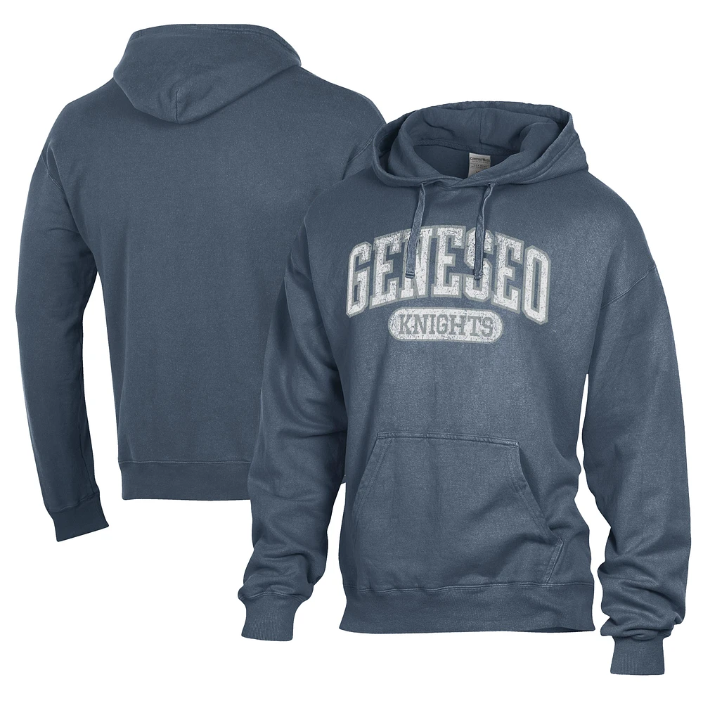 Men's Comfort Wash Blue SUNY Geneseo Knights Lightweight Fleece Pullover Hoodie