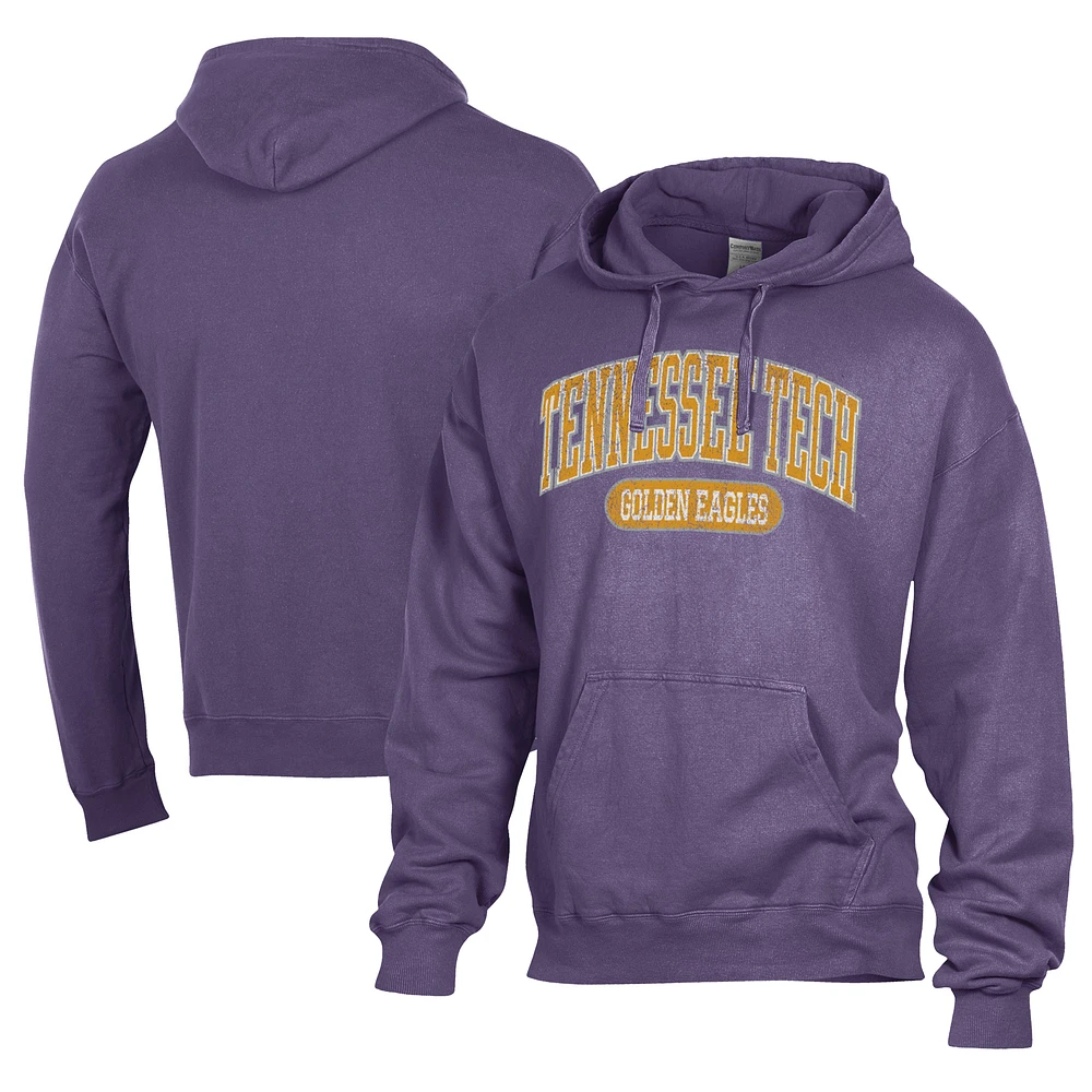 Men's Comfort Wash Purple Tennessee Tech Golden Eagles Lightweight Fleece Pullover Hoodie