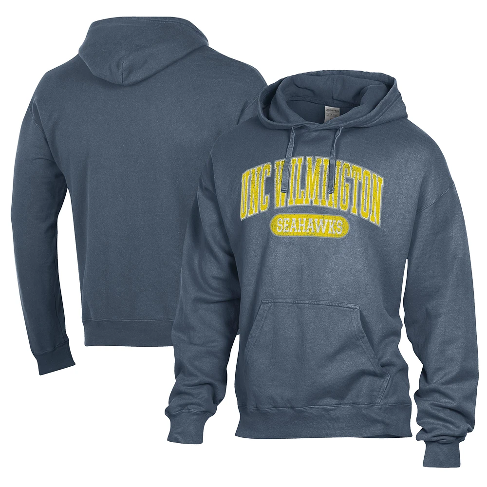 Men's Comfort Wash Navy UNC Wilmington Seahawks Lightweight Fleece Pullover Hoodie