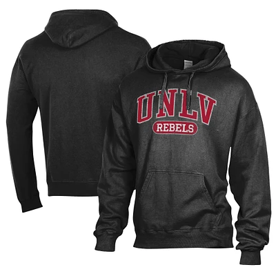 Men's Comfort Wash Black UNLV Rebels Lightweight Fleece Pullover Hoodie