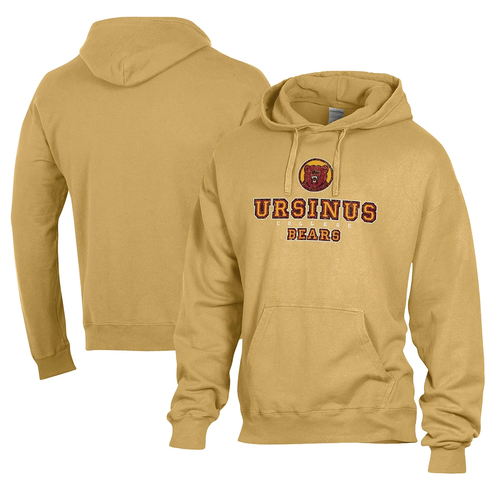 Men's Comfort Wash Gold Ursinus Bears Lightweight Fleece Pullover Hoodie