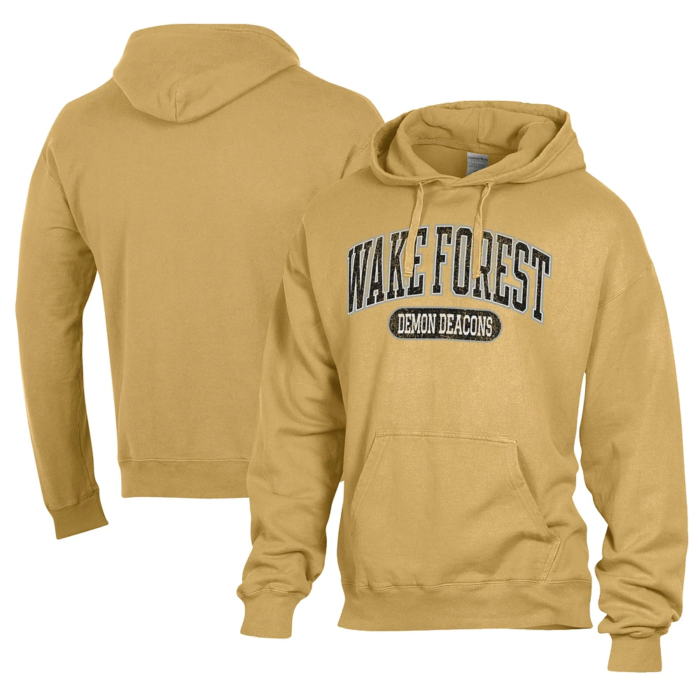 Men's Comfort Wash Gold Wake Forest Demon Deacons Lightweight Fleece Pullover Hoodie