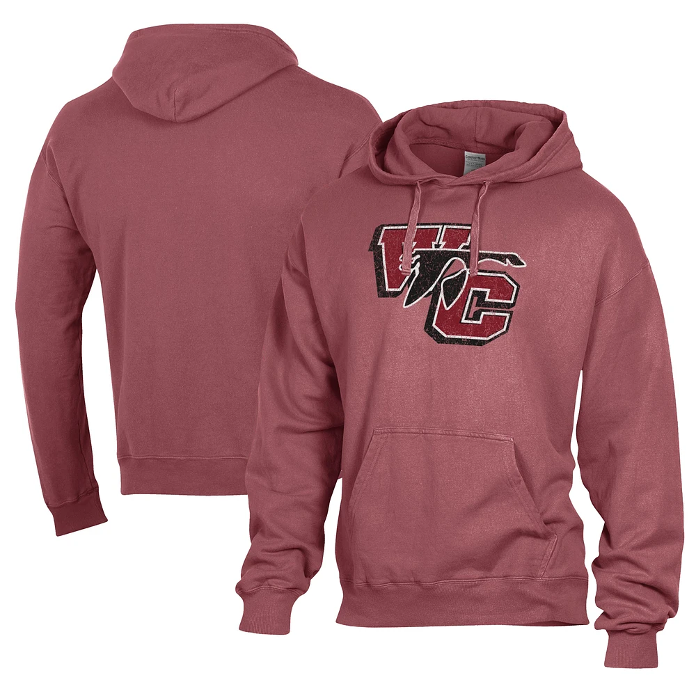 Men's Comfort Wash Red Washington College Shoremen Lightweight Fleece Pullover Hoodie