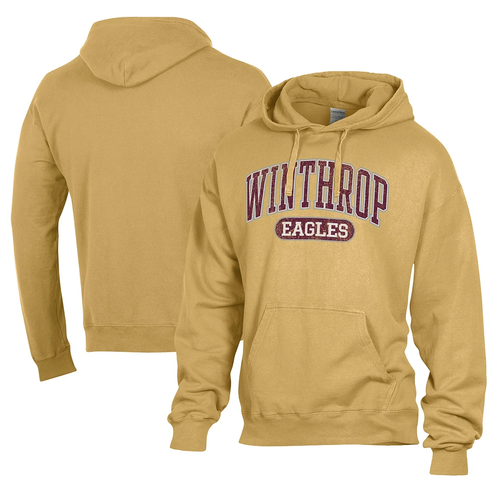 Men's Comfort Wash Gold Winthrop Eagles Lightweight Fleece Pullover Hoodie