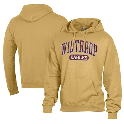 Men's Comfort Wash  Gold Winthrop Eagles Lightweight Fleece Pullover Hoodie