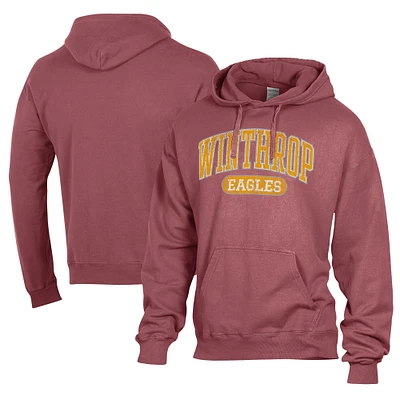 Men's Comfort Wash  Red Winthrop Eagles Lightweight Fleece Pullover Hoodie
